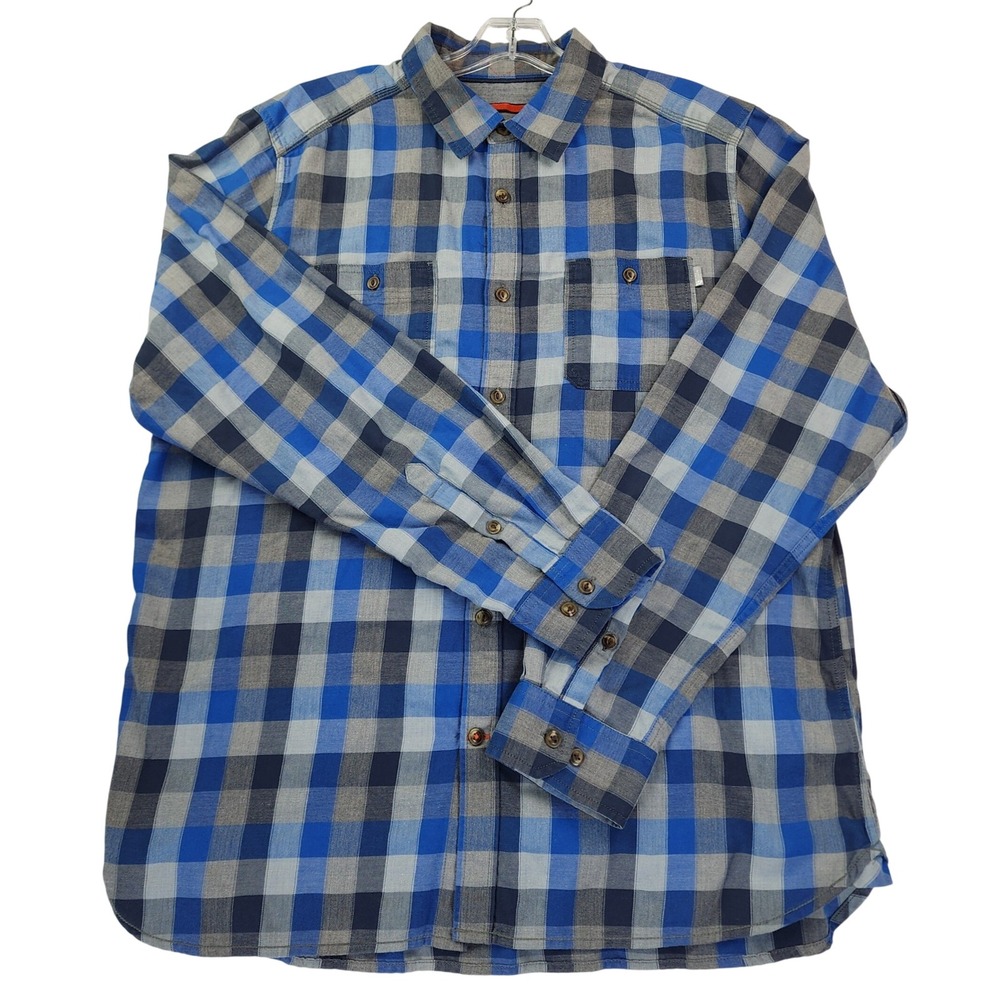 The North Face XL Blue Grey Plaid Button Down Shirt Long Sleeve Gorpcore Outdoor